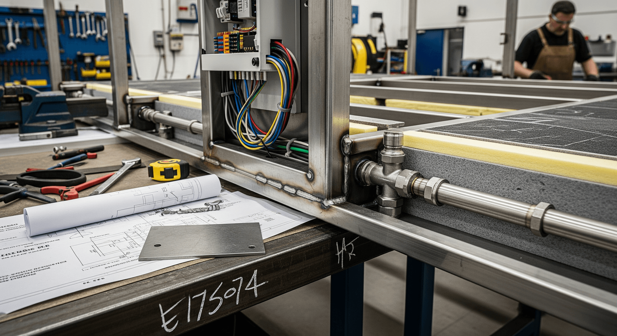 Fabrication de châssis food truck autonome avec intégration électrique, plomberie et isolation en atelier MCR.