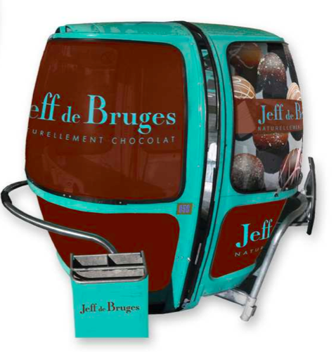 Réalisation MEGG pour Jeff de Bruges — covering complet aux couleurs du chocolatier